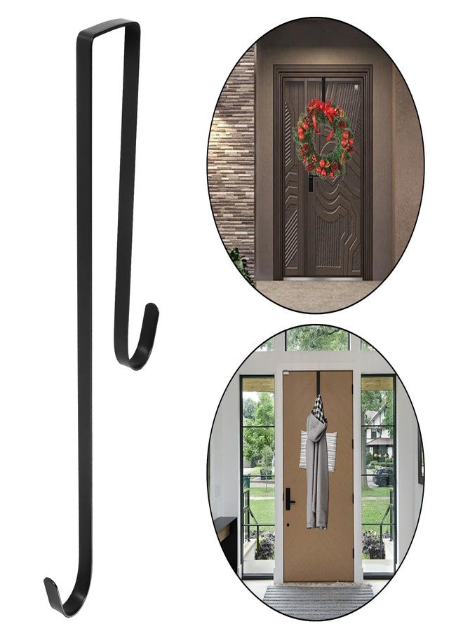 Fetoatar Premium Double Sided Wreath Hook for Front Door - Large Metal Hook Holds 2 Wreaths - Black, 9.4-15 Inch - Image 2