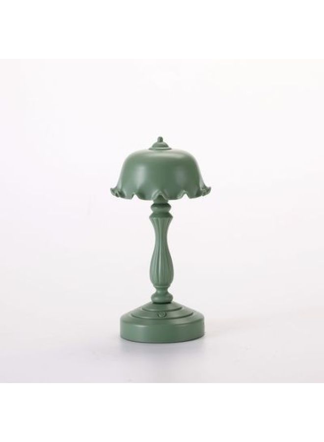 Vintage Table Lamp Ins Lotus Leaf Nightlight Cute Girl Romantic Bedroom Creative Lighting Nordic Style Mini Luminous-Color:LD04 Gray Green  - Image 1