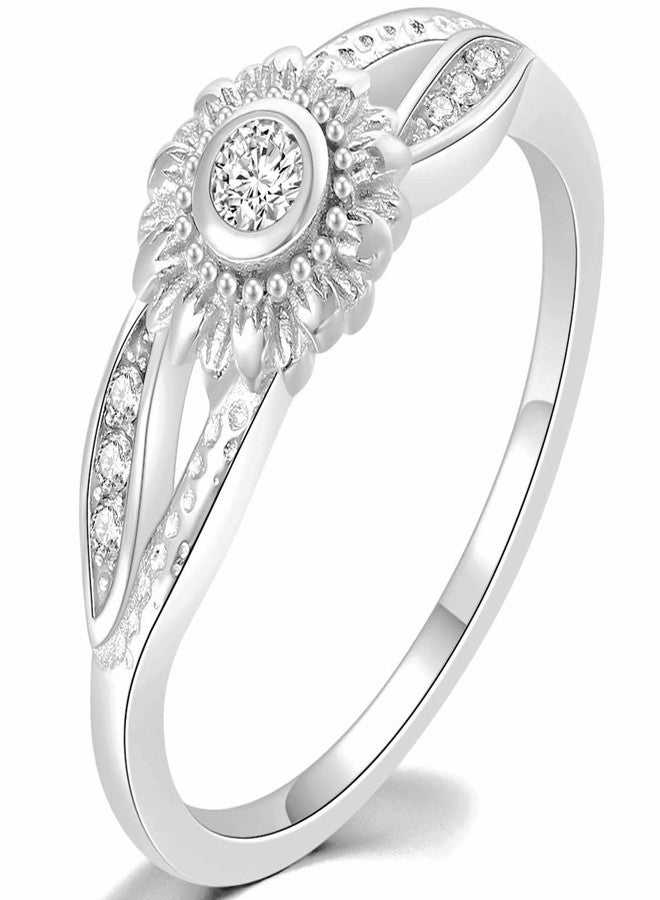 Jude Jewelers Stainless Steel Hammered Sun Flower Style Wedding Engagement Statement Promise Anniversary Holiday Ring (Silver, 7) - Image 1