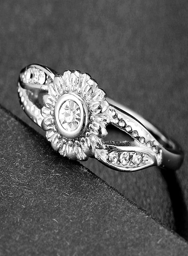 Jude Jewelers Stainless Steel Hammered Sun Flower Style Wedding Engagement Statement Promise Anniversary Holiday Ring (Silver, 7) - Image 3