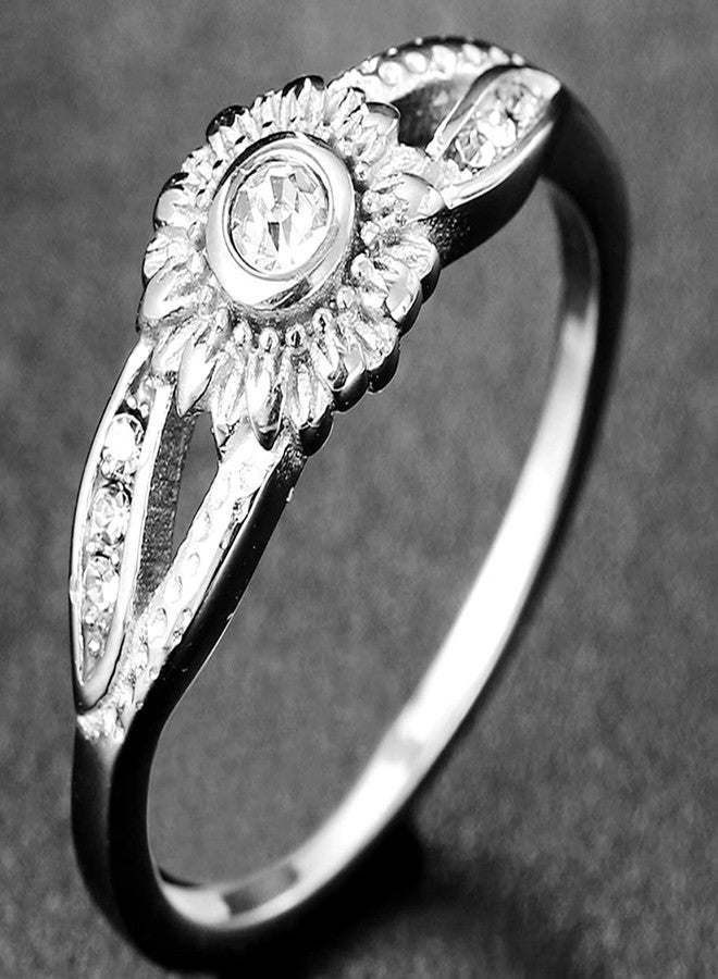 Jude Jewelers Stainless Steel Hammered Sun Flower Style Wedding Engagement Statement Promise Anniversary Holiday Ring (Silver, 7) - Image 2