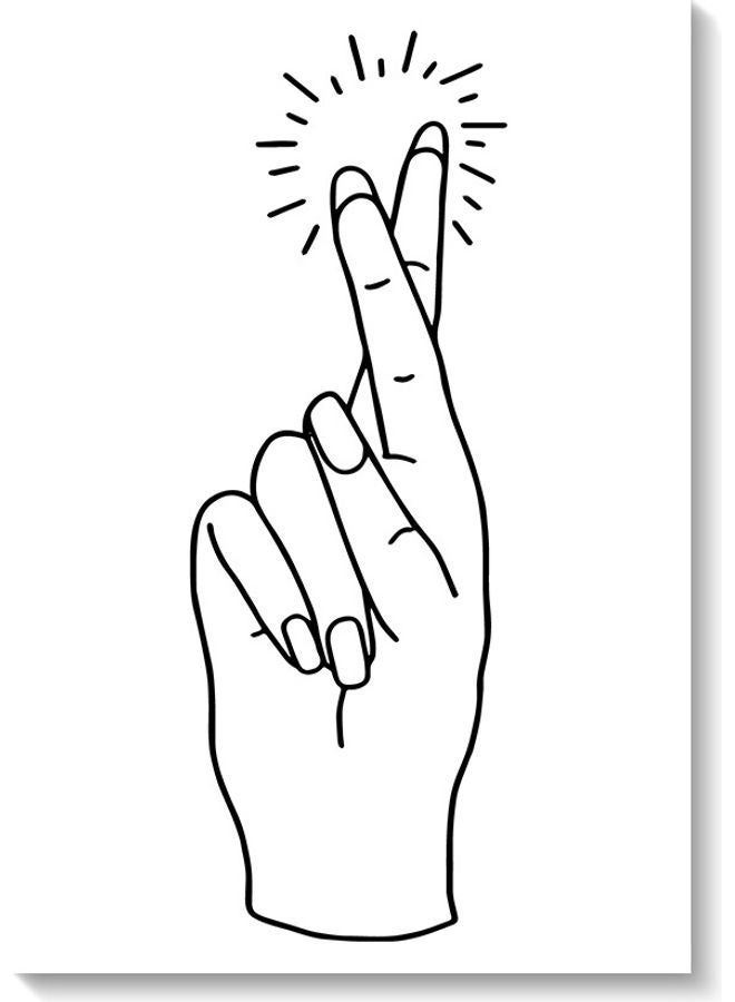 RYN Fingers Crossed Wall Art Multicolour 40x60cm - Image 1