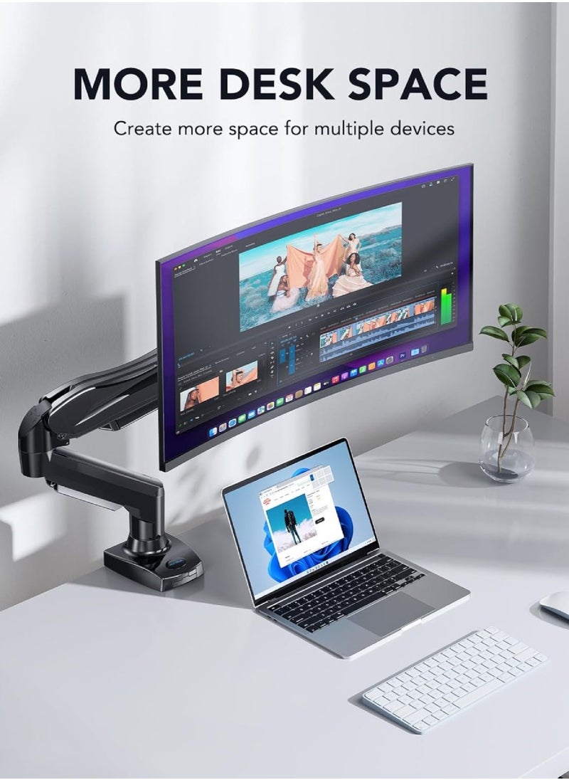 HUANUO - Ergonomic Monitor Stand VESA Mount Single Monitor Mount, 13 To 32 Inch Gas Monitor Arm, Adjustable Stand, Vesa Mount With Clamp And Grommet Base Fits 4.4 To 19.8lbs LCD Computer Monitors HNSS6 - Image 1