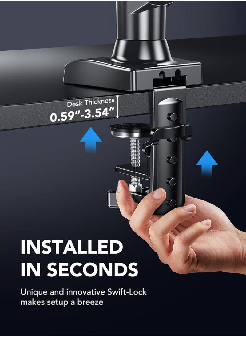 HUANUO - Ergonomic Monitor Stand VESA Mount Single Monitor Mount, 13 To 32 Inch Gas Monitor Arm, Adjustable Stand, Vesa Mount With Clamp And Grommet Base Fits 4.4 To 19.8lbs LCD Computer Monitors HNSS6 - Image 1
