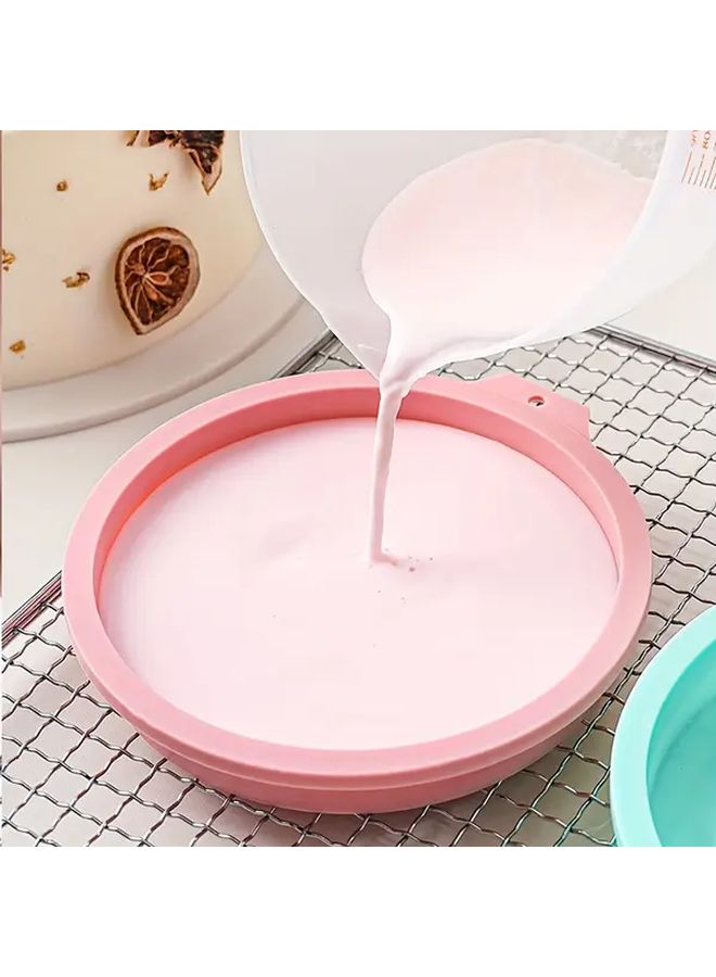 MAMSHIB Pink Silicone Cake Mold Size S Non Stick Round Baking Pan For Oven Air Fryer Ideal For Cakes Bread Toast Home Baking Kitchen Tool And Equipment - Image 1