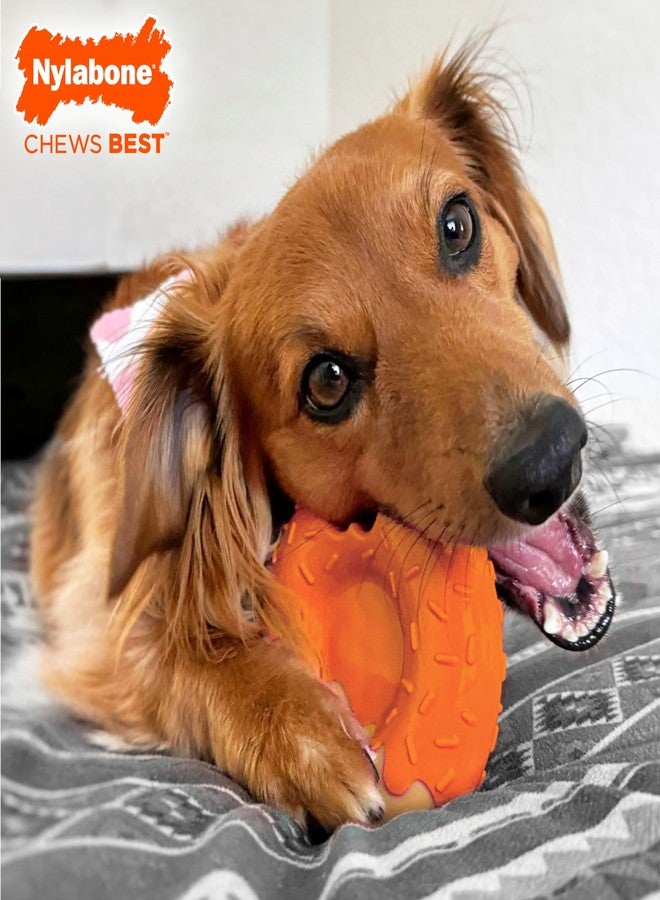 نيلابون لعبة مضغ الكلاب Nylabone Limited Edition بمناسبة عيد الميلاد السبعين على شكل دونات، ألعاب متينة وقوية للكلاب التي تمضغ بقوة، بنكهة اليقطين وزبدة الفول السوداني، حجم كبير - حتى 50 رطلاً (قطعة واحدة) - Image 2