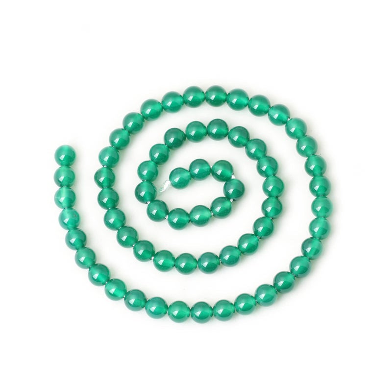 Cheavian 60Pcs 6Mm Green Agate Gemstone Round Loose Beads For Jewelry Making 1 Strand 15"" - Image 2