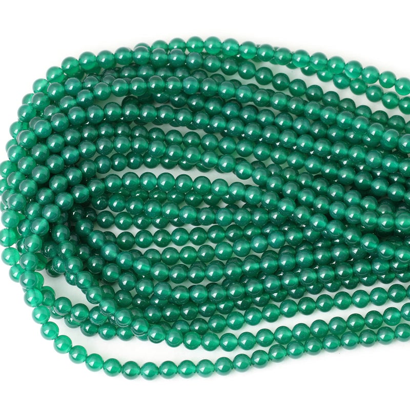 Cheavian 60Pcs 6Mm Green Agate Gemstone Round Loose Beads For Jewelry Making 1 Strand 15"" - Image 3