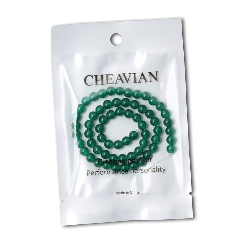 Cheavian 60Pcs 6Mm Green Agate Gemstone Round Loose Beads For Jewelry Making 1 Strand 15"" - Image 5