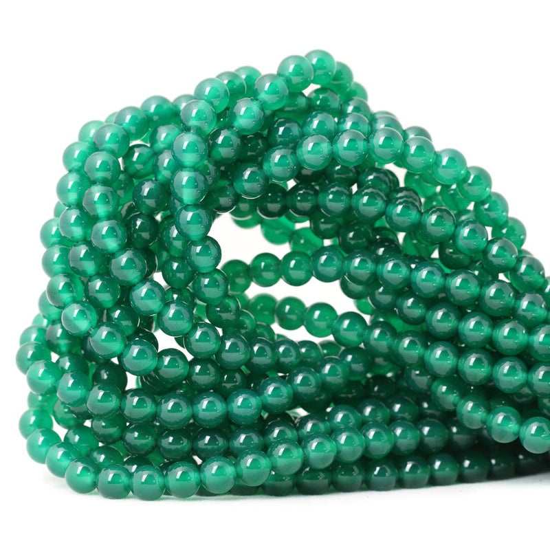 Cheavian 60Pcs 6Mm Green Agate Gemstone Round Loose Beads For Jewelry Making 1 Strand 15"" - Image 1