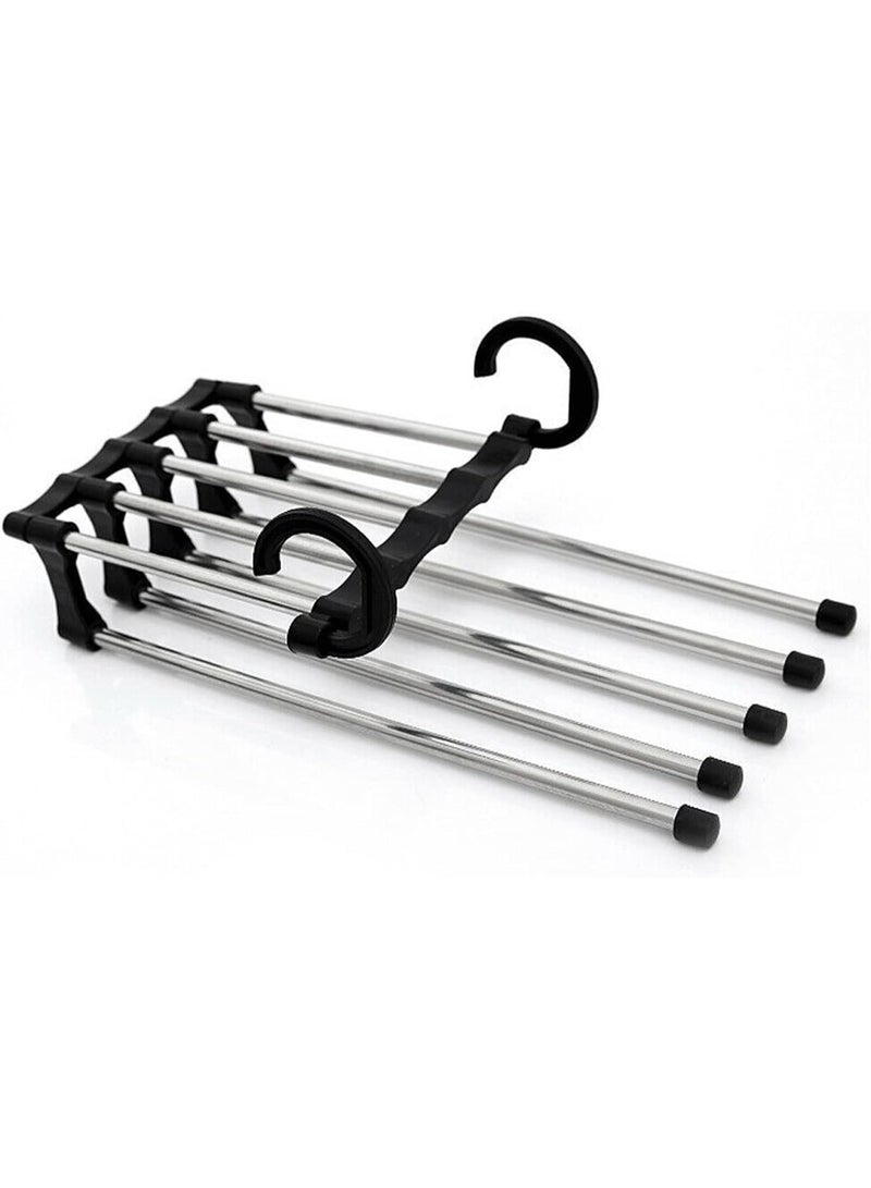 "Adjustable clothes drying and organizing rack with hangers for pants, belts, scarves, and ties, with five poles for organizing clothes, one size " - Image 2