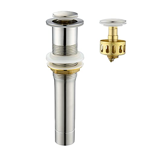 Ultimate Unicorn Pop up Sink Drain Stopper for Bathroom Vessel Vanity Sink Art Basin Brushed Nickel, Small Cap Without Overflow, Metal Pop-up Drain Strainer with Detachable Basket Stopper - Image 1