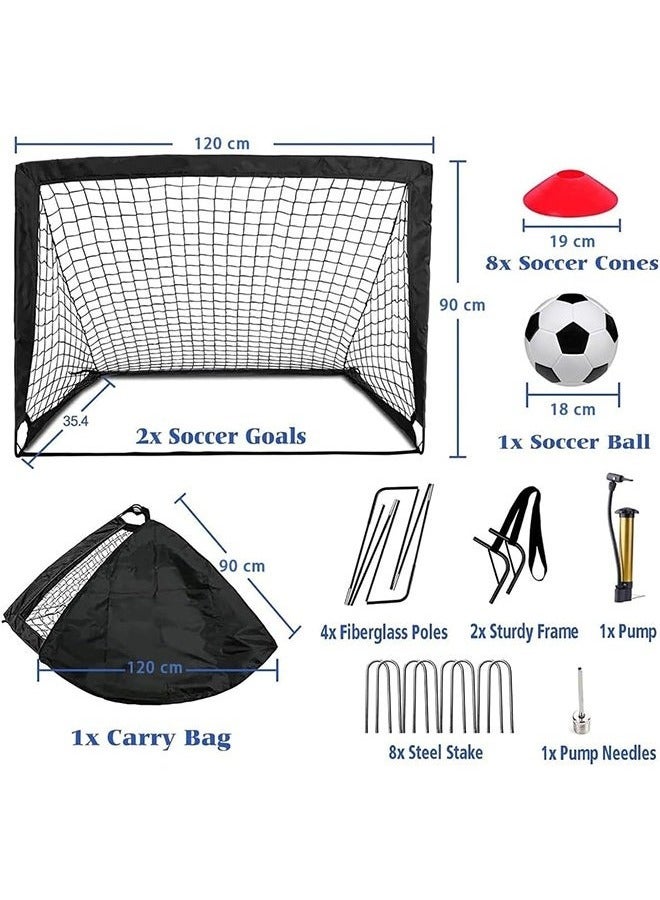 founder Soccer Goals for Backyard, Portable Soccer Net Set of 2, 4 x 3 inch Indoor Pop Up Soccer Goal, Soccer Training Equipment with 8 Training Cones, Carry Bag and Soccer Ball  - Image 4