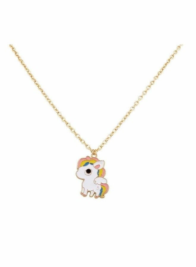 Pinapes “Kids Unicorn Pendant Necklace, Rainbow Enamel Charm on Gold‑Tone Chain” - Image 1