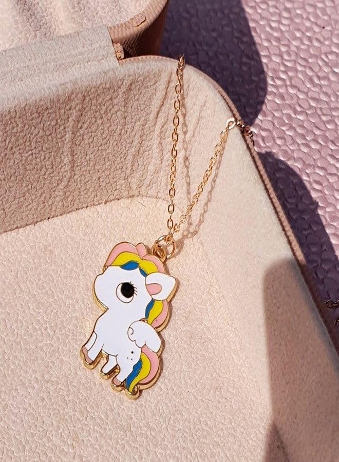 Pinapes “Kids Unicorn Pendant Necklace, Rainbow Enamel Charm on Gold‑Tone Chain” - Image 3
