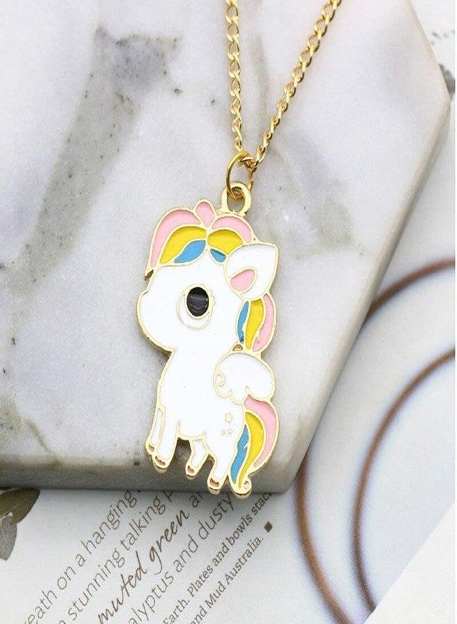 Pinapes “Kids Unicorn Pendant Necklace, Rainbow Enamel Charm on Gold‑Tone Chain” - Image 2