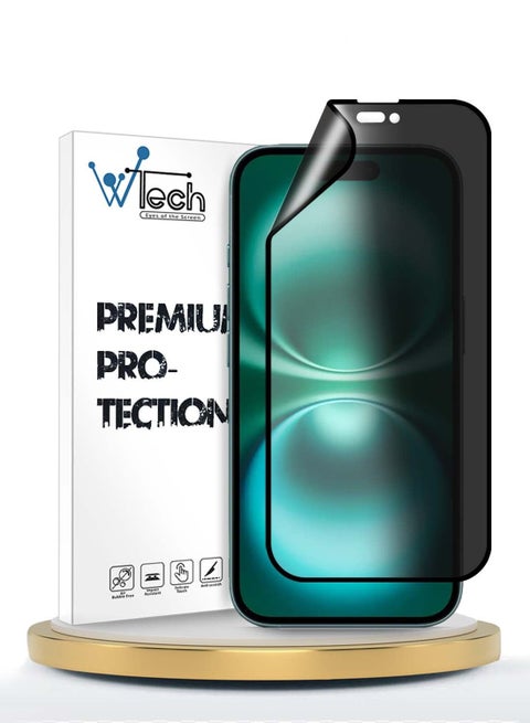 Apple iPhone 15 Plus 2024 Nano Ceramic Privacy Full Glue Full Cover Matte Flexible Screen Protector (MSCNMP) - Clear/Black