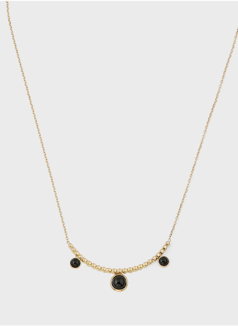 Lady Mauve CLARA NATURAL STONE CIRCLE PENDANT BEADED BAR NECKLACE  - Image 2