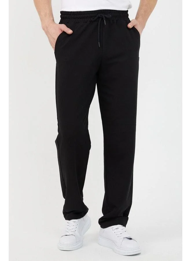 Men's Black Straight Leg Relaxed Fit Sweatpants