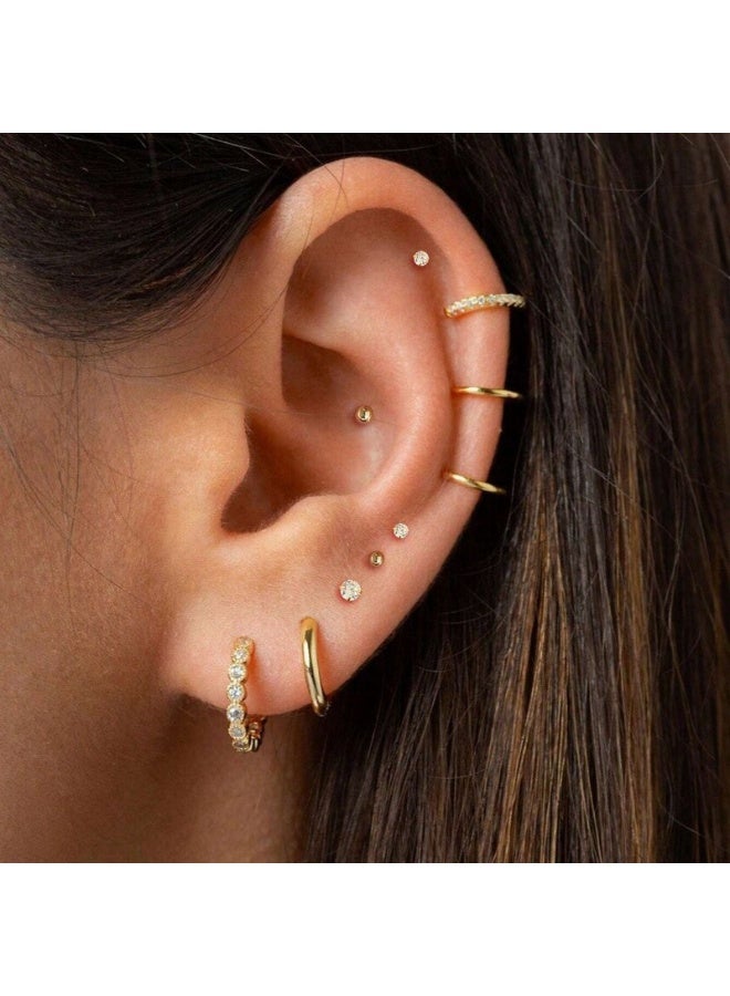 20 pcs Small Gold Hoop Earrings for Women,18K Gold Plated Stainless Steel Small Hoop Earrings Set for Multiple Piercing, Gorgeous Huggie Hoop Cartilage Helix Tragus Earrings - Image 3