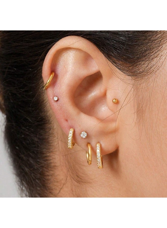 20 pcs Small Gold Hoop Earrings for Women,18K Gold Plated Stainless Steel Small Hoop Earrings Set for Multiple Piercing, Gorgeous Huggie Hoop Cartilage Helix Tragus Earrings - Image 5