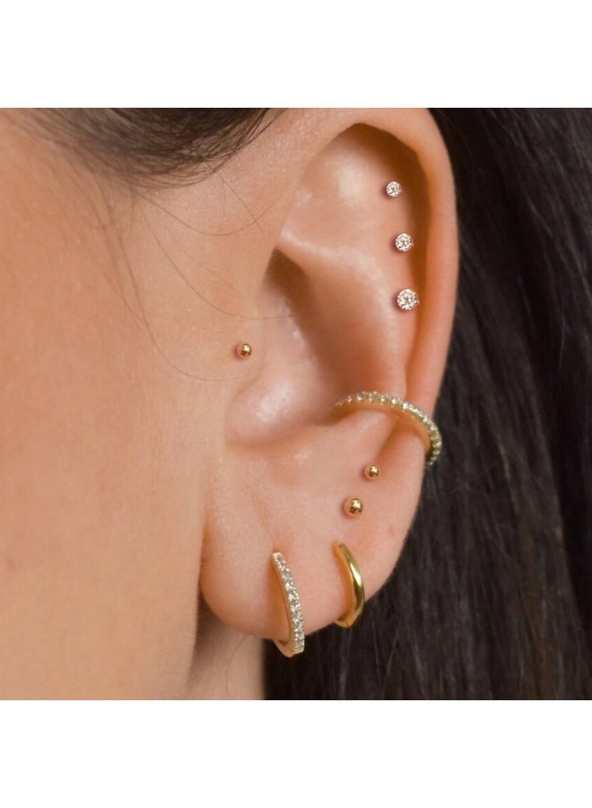 20 pcs Small Gold Hoop Earrings for Women,18K Gold Plated Stainless Steel Small Hoop Earrings Set for Multiple Piercing, Gorgeous Huggie Hoop Cartilage Helix Tragus Earrings - Image 4
