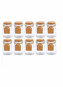 KASTWAVE Small Glass Decorative Bottles With Cork Lids - 10pc, 3.4oz Mini Mason Jar for Wedding Favors, Apothecary, DIY Arts Crafts w/Personalized Label Tags & String  - Image 1