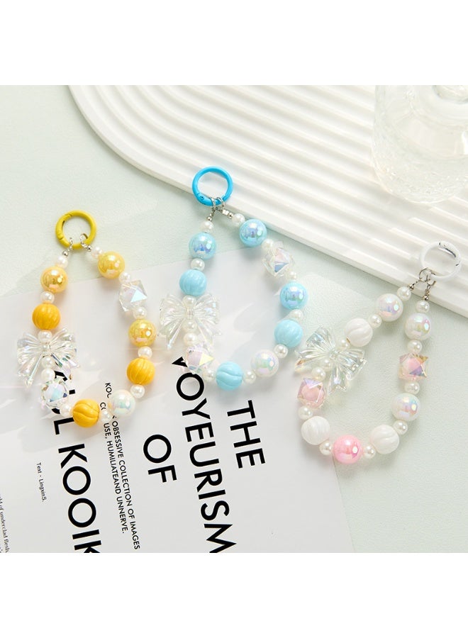 NIBEMINENT Phone Charm/ Chain Strap for Women Girls,Niche Crystal Chain Cell Phone Case Lanyard Wrist Strap,Yellow - Image 2