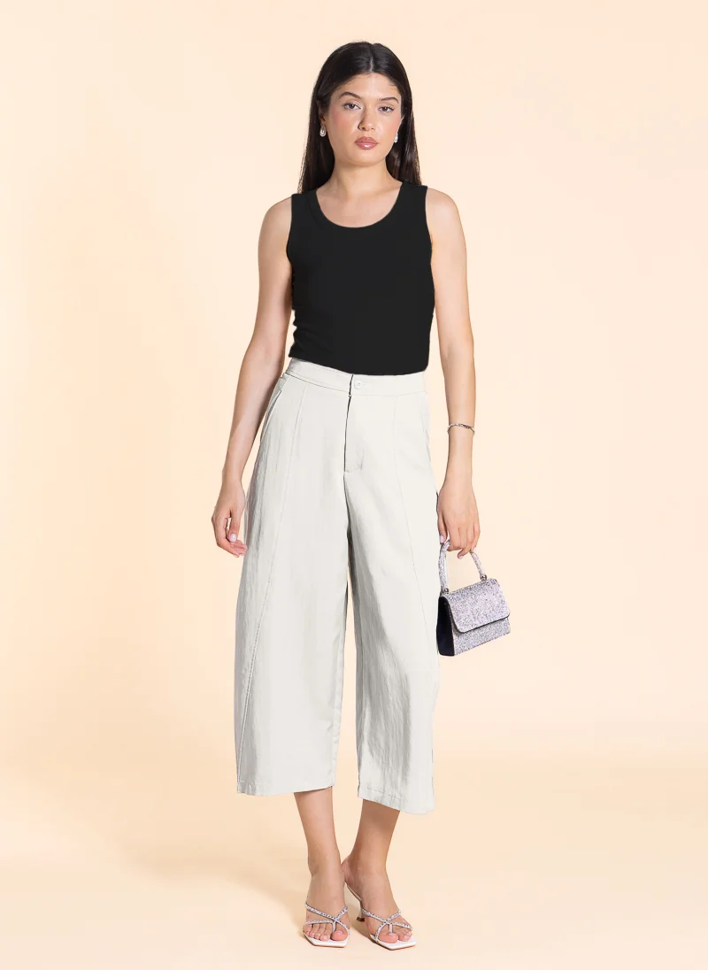 SHAPES CURVED LINEN BLEND TROUSERS