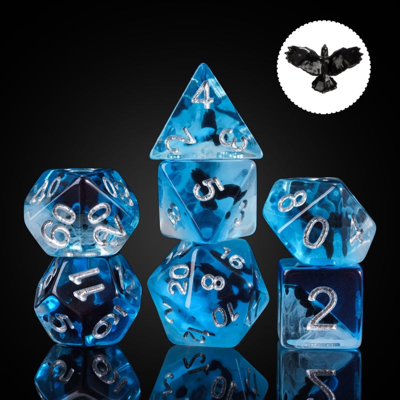 Cusdie 7Die DND Dice Polyhedral Dice Set Filled with Animal for Role Playing Game DD Dice Eagle - Image 3