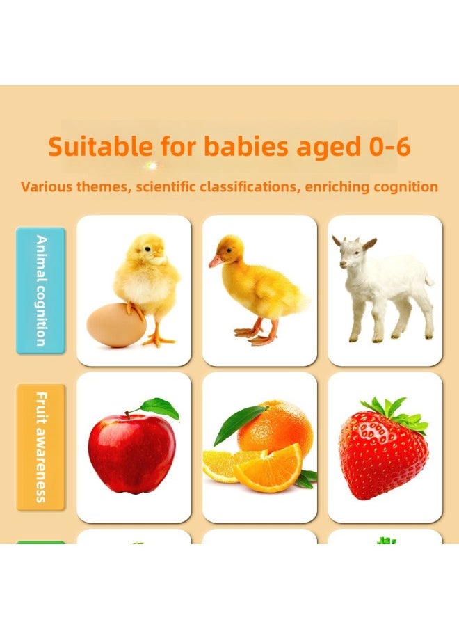 Generic - Animal Cognition Card Baby Early Education Infant Reading Figure Recognition Enlightenment Book One-Year-Old Children Literacy Flash Card Complete Set-Specifications:[size] Animals + Fruits + Vegetables + Traffic + Characters + Numbers (648 Graphic And Texts) - Image 1