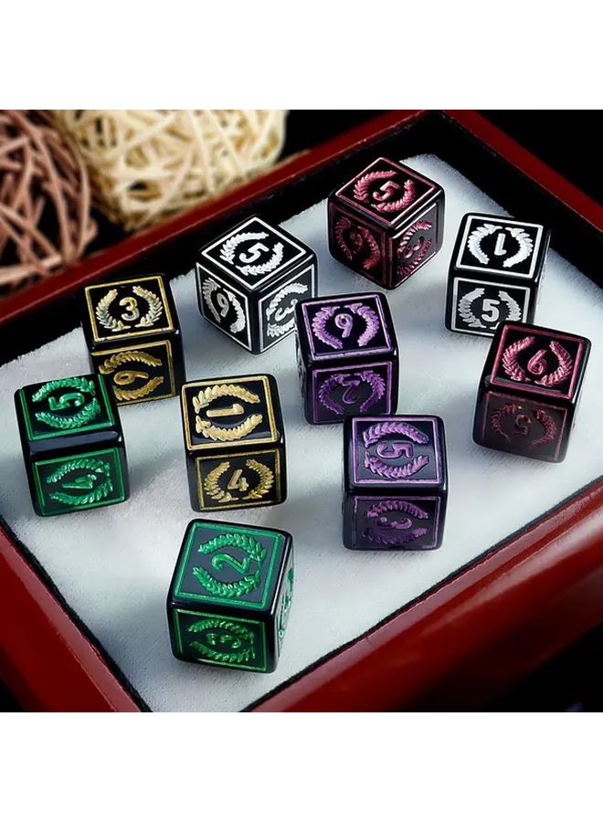 Red 6pcs Square Dice Set with Wheat Pattern Party Games Gift Bag - Image 2