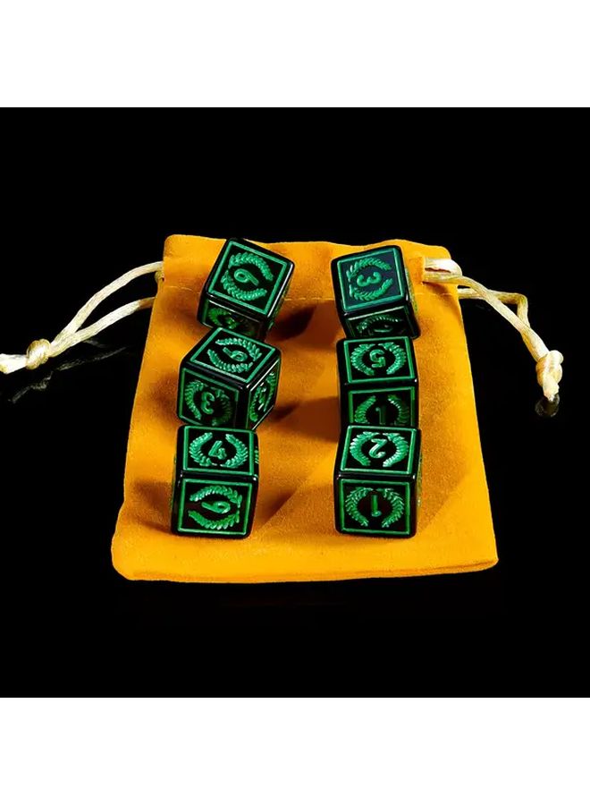 Red 6pcs Square Dice Set with Wheat Pattern Party Games Gift Bag - Image 3