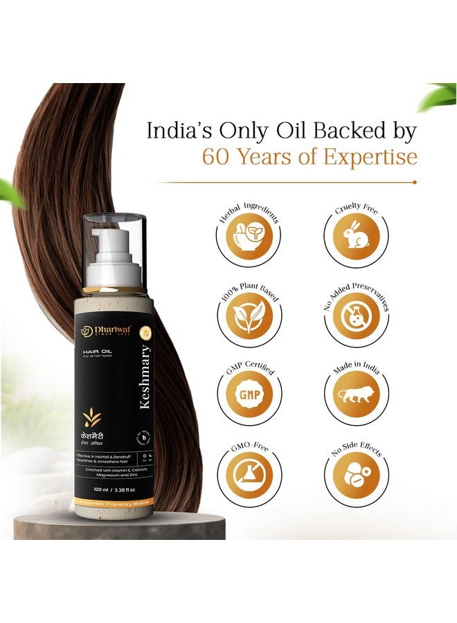 Dhariwal Ayurveda Keshmary Hair Oil 100 Ml | Ayurvedic Herbal Hair Oil | For Hair Growth & Hair Fall Control | 100% Natural Ayurvedic Formula | Anti-Grey & Nourishing | For Men & Women - Image 3