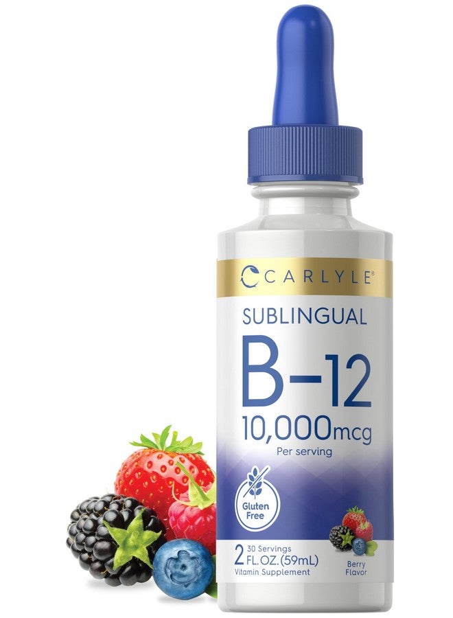 Carlyle كارلايل فيتامين ب12 تحت اللسان | 10,000 ميكروغرام | 2 أونصة سائلة | قطرات سائلة نباتية، خالية من الكائنات المعدلة وراثيًا، خالية من الغلوتين - Image 1