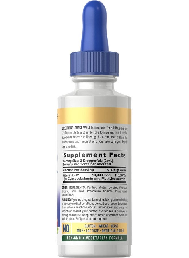 Carlyle كارلايل فيتامين ب12 تحت اللسان | 10,000 ميكروغرام | 2 أونصة سائلة | قطرات سائلة نباتية، خالية من الكائنات المعدلة وراثيًا، خالية من الغلوتين - Image 2