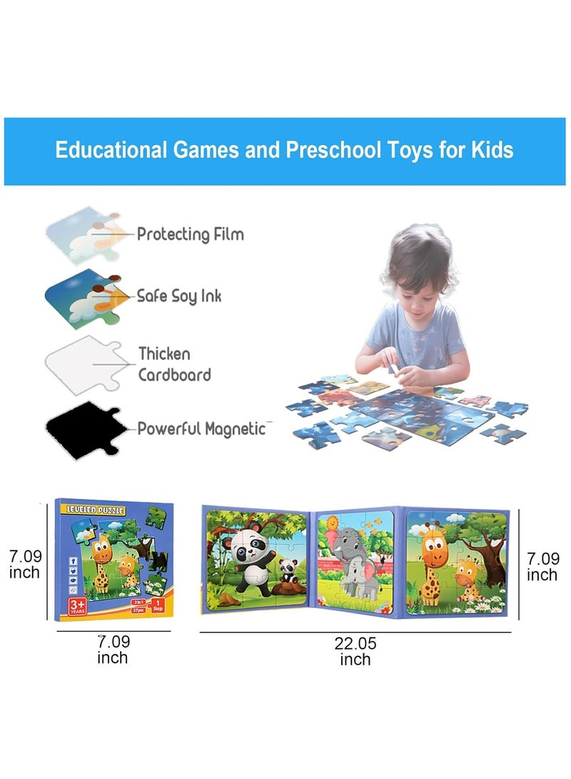 Excefore Jigsaw Puzzles Toys for 3-5 Year Old Boys and Girls, Magnets Puzzle for Childrens, Ideal Gifts for Toddler, Educational Sensory Wooden Puzzles, Preschool Toys (Animals) - Image 4
