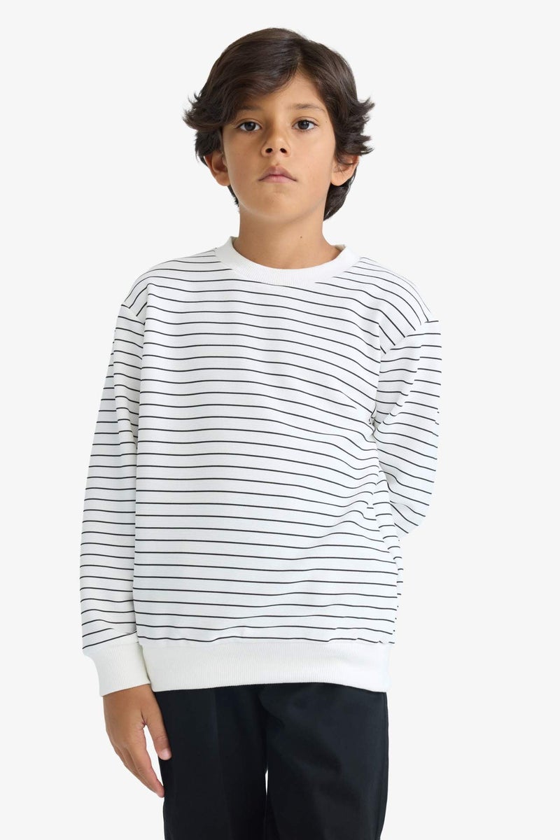 DeFacto Boy Crew Neck Striped Sweatshirt - Image 4