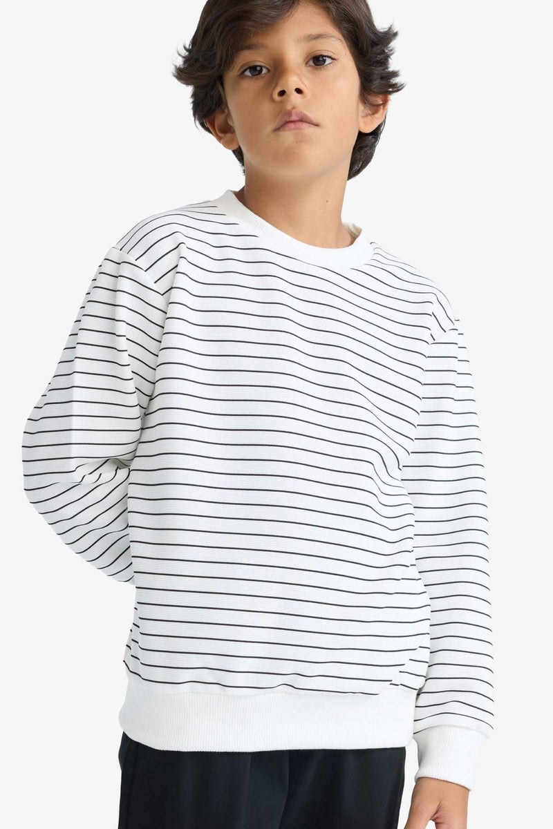 DeFacto Boy Crew Neck Striped Sweatshirt - Image 3