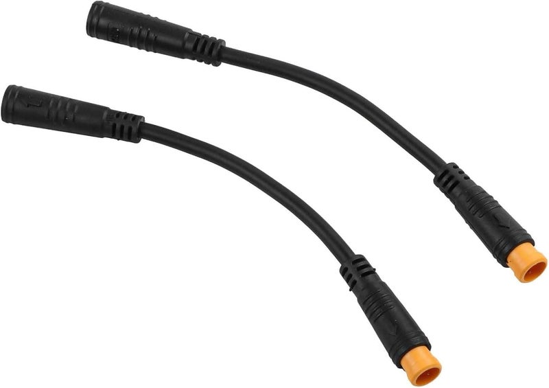 2-Pack 3-Pin Thumb Shifter Conversion Cable with M8 Connector, 132mm Waterproof ABS Extension Wire for E-Bike Display and Motor Controller, Black(Female to Male) - Image 1
