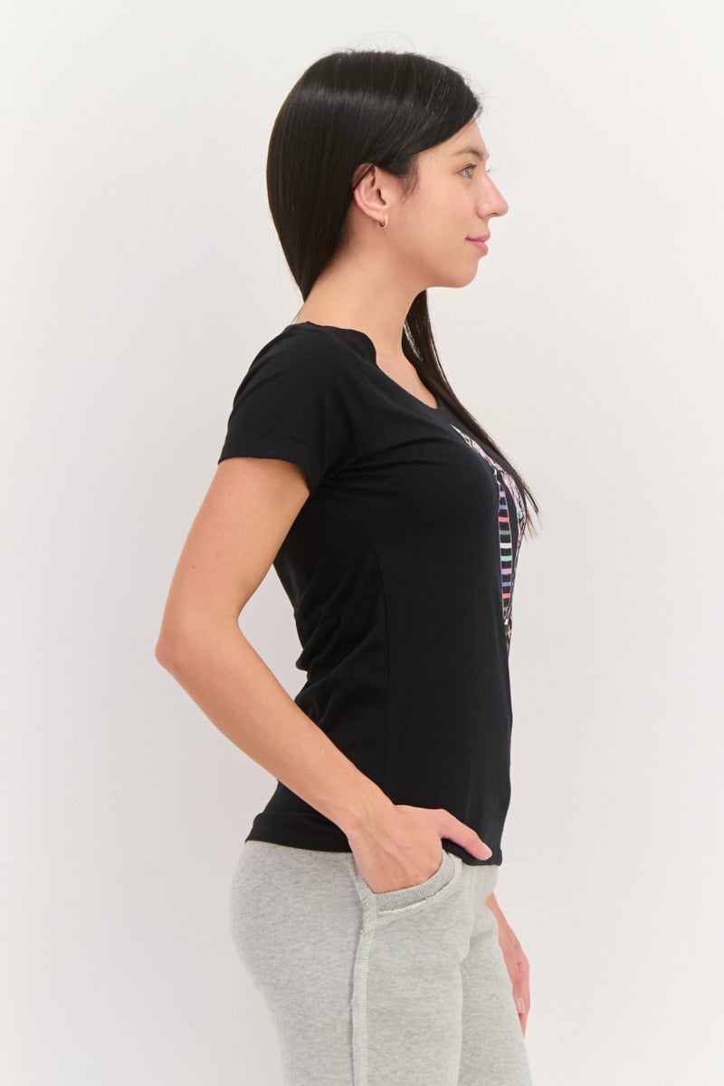 SKECHERS Women Sportswear Fit Short Sleeve Outdoor Top, Black Combo  - Image 2