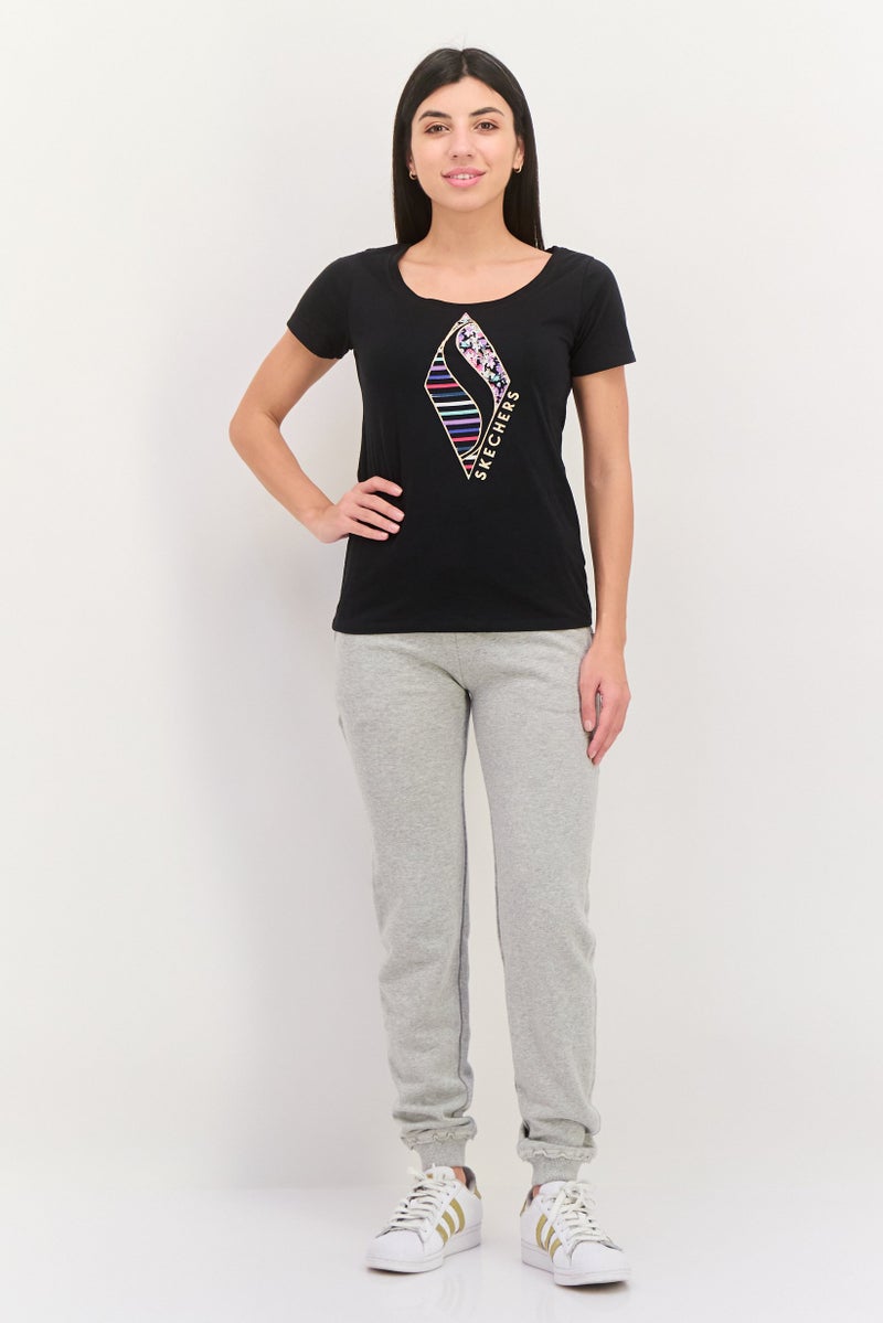 SKECHERS Women Sportswear Fit Short Sleeve Outdoor Top, Black Combo  - Image 4