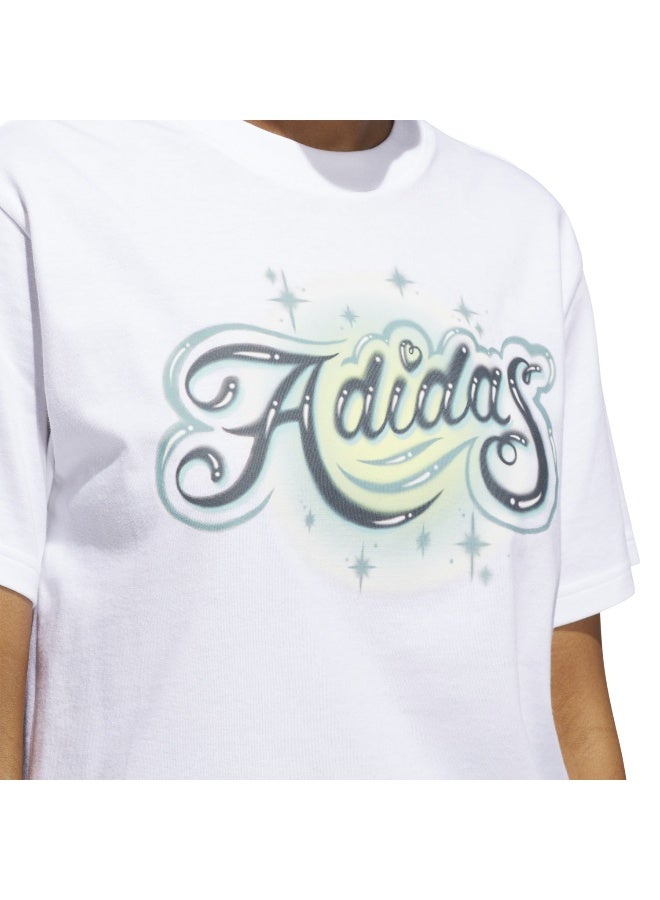 Adidas W Airbrush T White Training T-Shirts For Women XS  - Image 5