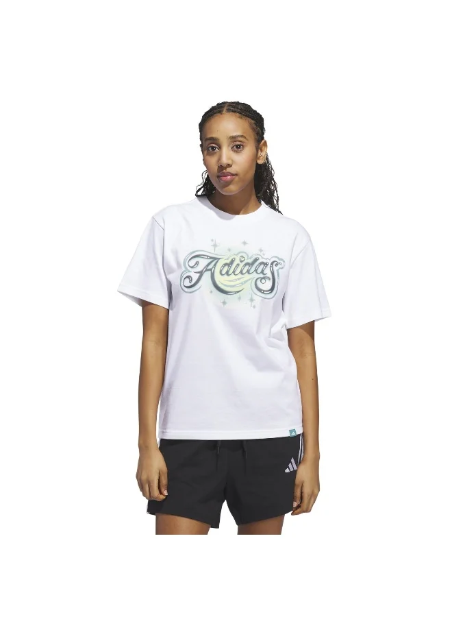 Adidas Adidas W Airbrush T White Graphic Tee (Short Sleeve) T-Shirts For Women