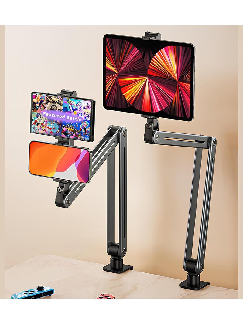 راكسوم حامل تابلت للمكتب، حامل ذراع قابل للطي من سبائك الألومنيوم، مشبكان قابلان للتعديل بزاوية 360 درجة، متوافق مع أجهزة iPad Pro/Air/Mini، iPhone، Samsung Galaxy Tabs، Kindle، أجهزة مقاس 4-13 بوصة - Image 2