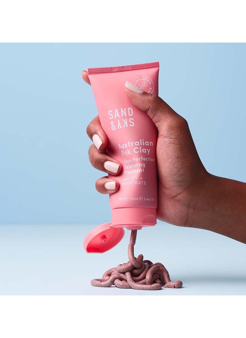 Sand & Sky Flash Perfection Face Exfoliator Treatment Face Scrub Australian Pink Clay Face Cleanser and Exfoliaing Face Wash with Bamboo Macadamia Rosehip Grapeseed Oil  - Image 3
