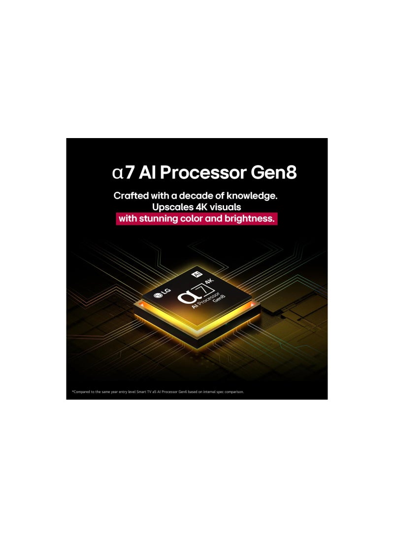 إل جي تلفاز LG QNED AI QNED82 الذكي 75 بوصة، 60 هرتز، 4K مع جهاز التحكم السحري AI HDR10 webOS25 2025، ضمان لمدة سنتين - 75QNED82A6A أسود - Image 5