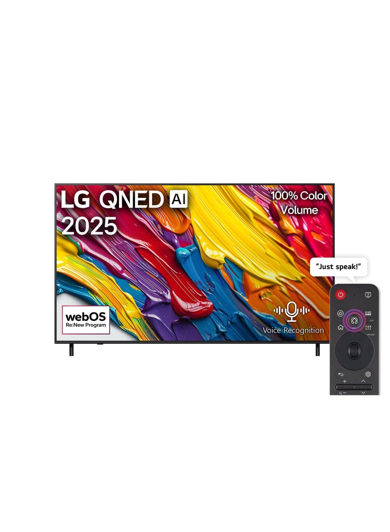 إل جي تلفاز LG QNED AI QNED82 الذكي 75 بوصة، 60 هرتز، 4K مع جهاز التحكم السحري AI HDR10 webOS25 2025، ضمان لمدة سنتين - 75QNED82A6A أسود - Image 1