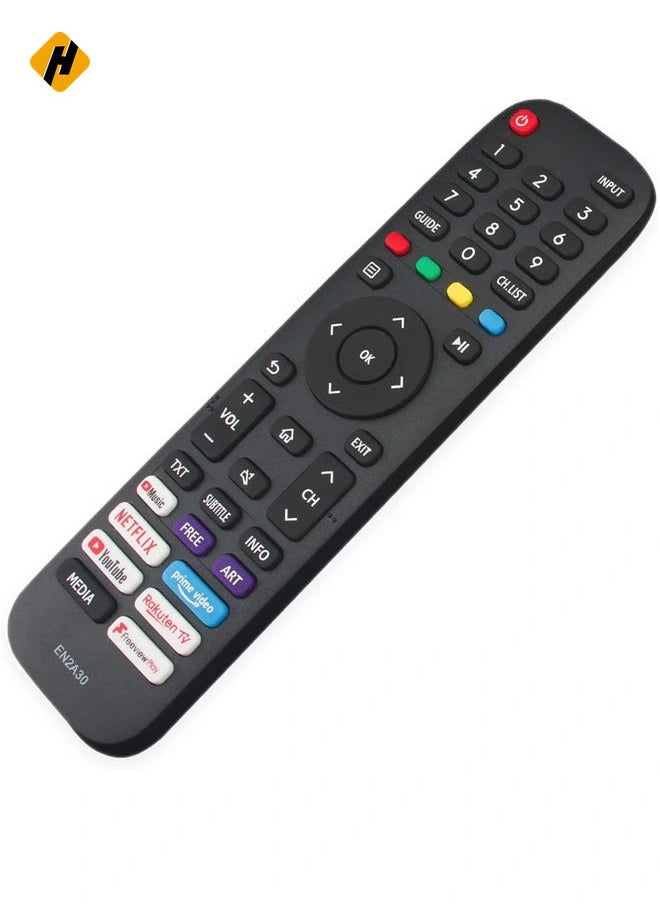 HuHa - Remote Control Suitable for Hisense 4K UHD TV EN2A30 55A7300F 65A7300F 43AE7200F 50AE7200F 55AE7200F 65AE7200F 55AE7400 65AE7400 43A7500F 6500F 65A7500F 6500F A7500 with battery - Image 1