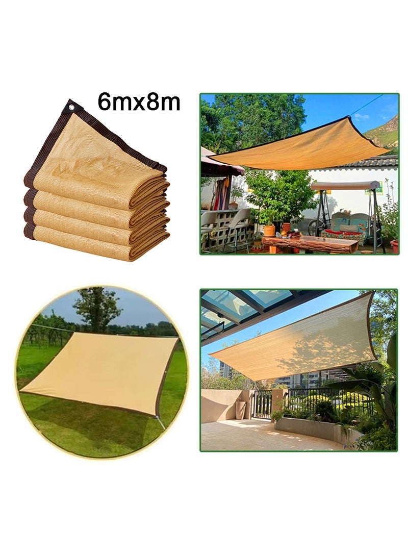 TAPIT 6mx8m Shade Sail, Outdoor Sunshade Net, Garden Sunblock Cloth, Durable Cooling Sunshade for Camping, Courtyard, UV Protection, Privacy - Image 1
